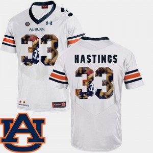 For Men Tigers #33 Will Hastings White Pictorial Fashion Football Jersey 328616-820