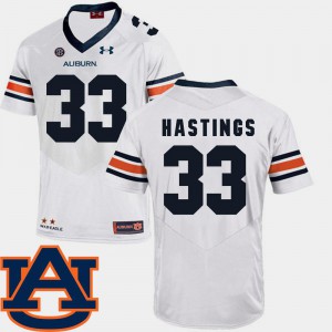 Men's Auburn University #33 Will Hastings White College Football SEC Patch Replica Jersey 838478-401