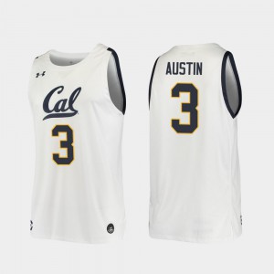 Men's University of California #3 Paris Austin White Replica 2019-20 College Basketball Jersey 380504-174