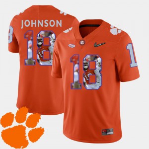 For Men Clemson University #18 Jadar Johnson Orange Pictorial Fashion Football Jersey 295402-946