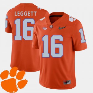 For Men Clemson #16 Jordan Leggett Orange College Football 2018 ACC Jersey 584556-269