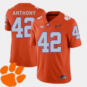 For Men's Clemson National Championship #42 Stephone Anthony Orange College Football 2018 ACC Jersey 190997-120