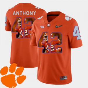 For Men Clemson #42 Stephone Anthony Orange Pictorial Fashion Football Jersey 677304-951