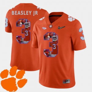 For Men Clemson University #3 Vic Beasley Jr. Orange Pictorial Fashion Football Jersey 561879-152