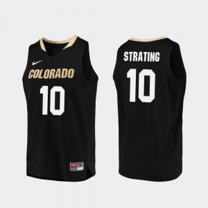 For Men CU Boulder #10 Alexander Strating Black Replica College Basketball Jersey 162117-608