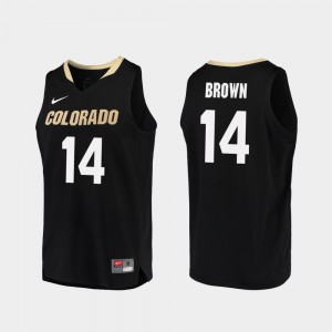 Men UC Colorado #14 Deleon Brown Black Replica College Basketball Jersey 958256-614