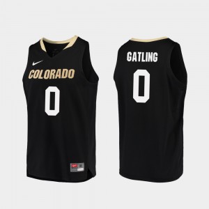 Men's University of Colorado #0 Shane Gatling Black Replica College Basketball Jersey 820138-202