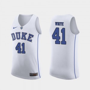 Mens Blue Devils #41 Jack White White Authentic March Madness College Basketball Jersey 438528-413