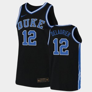 Men Duke Blue Devils #12 Javin DeLaurier Black Replica 2019-20 College Basketball Jersey 762482-134