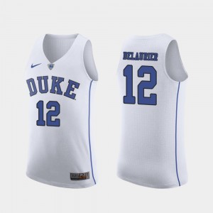 Men's Duke #12 Javin DeLaurier White Authentic March Madness College Basketball Jersey 933798-644