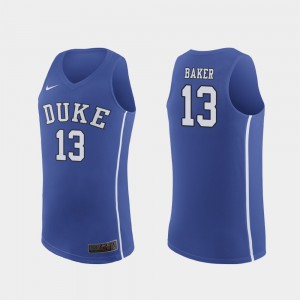 For Men Duke #13 Joey Baker Royal Authentic March Madness College Basketball Jersey 655666-444