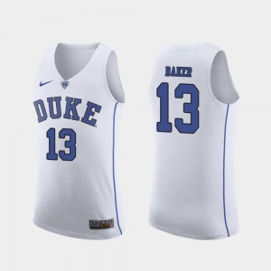 For Men Duke #13 Joey Baker White Authentic March Madness College Basketball Jersey 917860-430