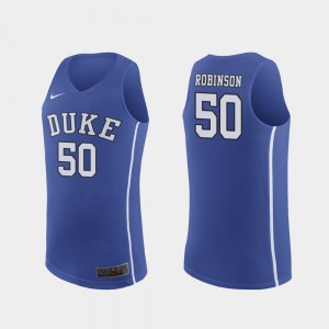 For Men Blue Devils #50 Justin Robinson Royal Authentic March Madness College Basketball Jersey 854411-179