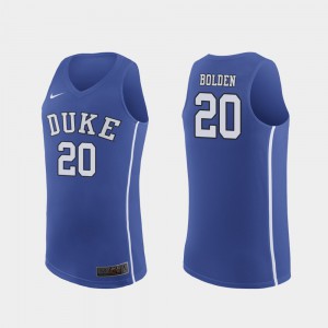 Men Duke Blue Devils #20 Marques Bolden Royal Authentic March Madness College Basketball Jersey 456129-815