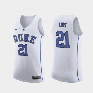 For Men Duke Blue Devils #21 Matthew Hurt White Replica College Basketball Jersey 370146-709