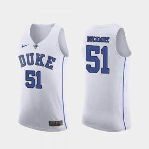 For Men's Duke #51 Mike Buckmire White Authentic March Madness College Basketball Jersey 345382-363