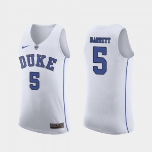 Men's Duke Blue Devils #5 RJ Barrett White Authentic March Madness College Basketball Jersey 487848-397
