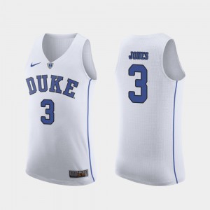 For Men Duke University #3 Tre Jones White Authentic March Madness College Basketball Jersey 363743-792