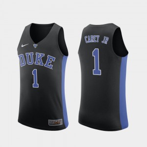 For Men's Duke University #1 Vernon Carey Jr. Black Replica College Basketball Jersey 126020-301