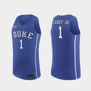 Men's Duke Blue Devils #1 Vernon Carey Jr. Royal Replica College Basketball Jersey 657163-488