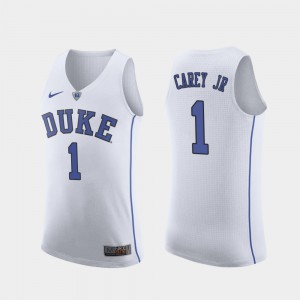 For Men Duke #1 Vernon Carey Jr. White Replica College Basketball Jersey 379903-997