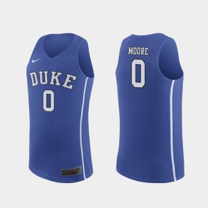 For Men's Duke University #0 Wendell Moore Royal Replica College Basketball Jersey 203505-709