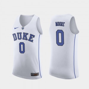 Mens Duke University #0 Wendell Moore White Replica College Basketball Jersey 438002-474