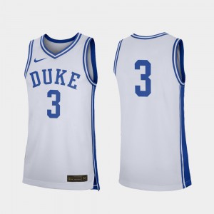Mens Duke #3 White Replica College Basketball Jersey 386530-913