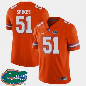 For Men's Florida #51 Brandon Spikes Orange College Football 2018 SEC Jersey 304211-456