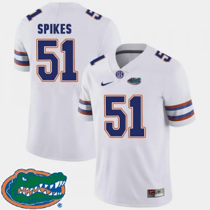 For Men's Gator #51 Brandon Spikes White College Football 2018 SEC Jersey 114058-596