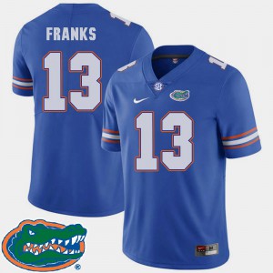 For Men's Florida Gators #13 Feleipe Franks Royal College Football 2018 SEC Jersey 924395-352