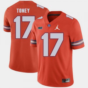 For Men's Florida #17 Kadarius Toney Orange Jordan Brand Replica 2018 Game Jersey 141624-808