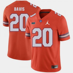 Mens Florida Gator #20 Malik Davis Orange Jordan Brand Replica 2018 Game Jersey 597693-368