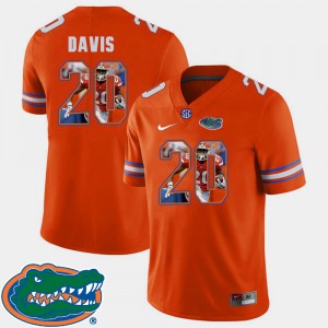 Mens University of Florida #20 Malik Davis Orange Pictorial Fashion Football Jersey 466382-495