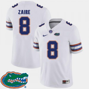 Mens Florida Gators #8 Malik Zaire White College Football 2018 SEC Jersey 495181-804