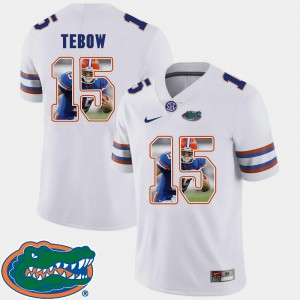Men's University of Florida #15 Tim Tebow White Pictorial Fashion Football Jersey 911196-475