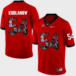For Men's University of Georgia #54 Brandon Kublanow Red Pictorial Fashion Jersey 718817-414