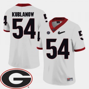 For Men Georgia #54 Brandon Kublanow White College Football 2018 SEC Patch Jersey 421879-279