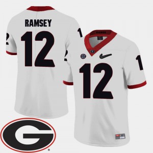 For Men's Georgia #12 Brice Ramsey White College Football 2018 SEC Patch Jersey 530487-663