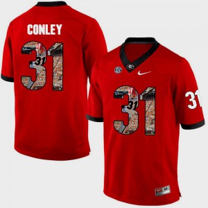 For Men UGA #31 Chris Conley Red Pictorial Fashion Jersey 503289-114