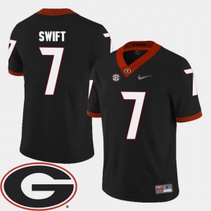 For Men's GA Bulldogs #7 D'Andre Swift Black College Football 2018 SEC Patch Jersey 621537-844
