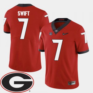 Men's GA Bulldogs #7 D'Andre Swift Red College Football 2018 SEC Patch Jersey 319407-875