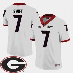 Mens Georgia #7 D'Andre Swift White College Football 2018 SEC Patch Jersey 966333-751