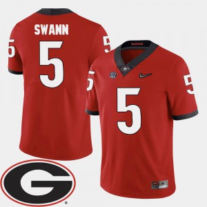 Mens Georgia #5 Damian Swann Red College Football 2018 SEC Patch Jersey 640720-226