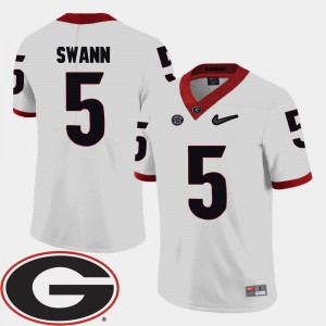 For Men University of Georgia #5 Damian Swann White College Football 2018 SEC Patch Jersey 586914-748