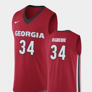 For Men's UGA Bulldogs #34 Derek Ogbeide Red Replica College Basketball Jersey 489178-232