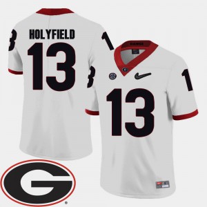For Men's UGA #13 Elijah Holyfield White College Football 2018 SEC Patch Jersey 180365-857