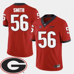 Men GA Bulldogs #56 Garrison Smith Red College Football 2018 SEC Patch Jersey 935472-467