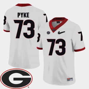 For Men GA Bulldogs #73 Greg Pyke White College Football 2018 SEC Patch Jersey 232974-748