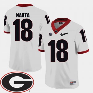 For Men Georgia Bulldogs #18 Isaac Nauta White College Football 2018 SEC Patch Jersey 344617-664
